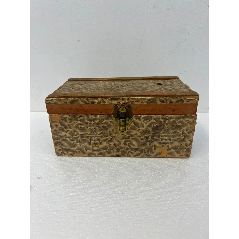 Wood Dollhouse Steamer Trunk Miniature Antique Storage Box Chest SALESMAN SAMPLE